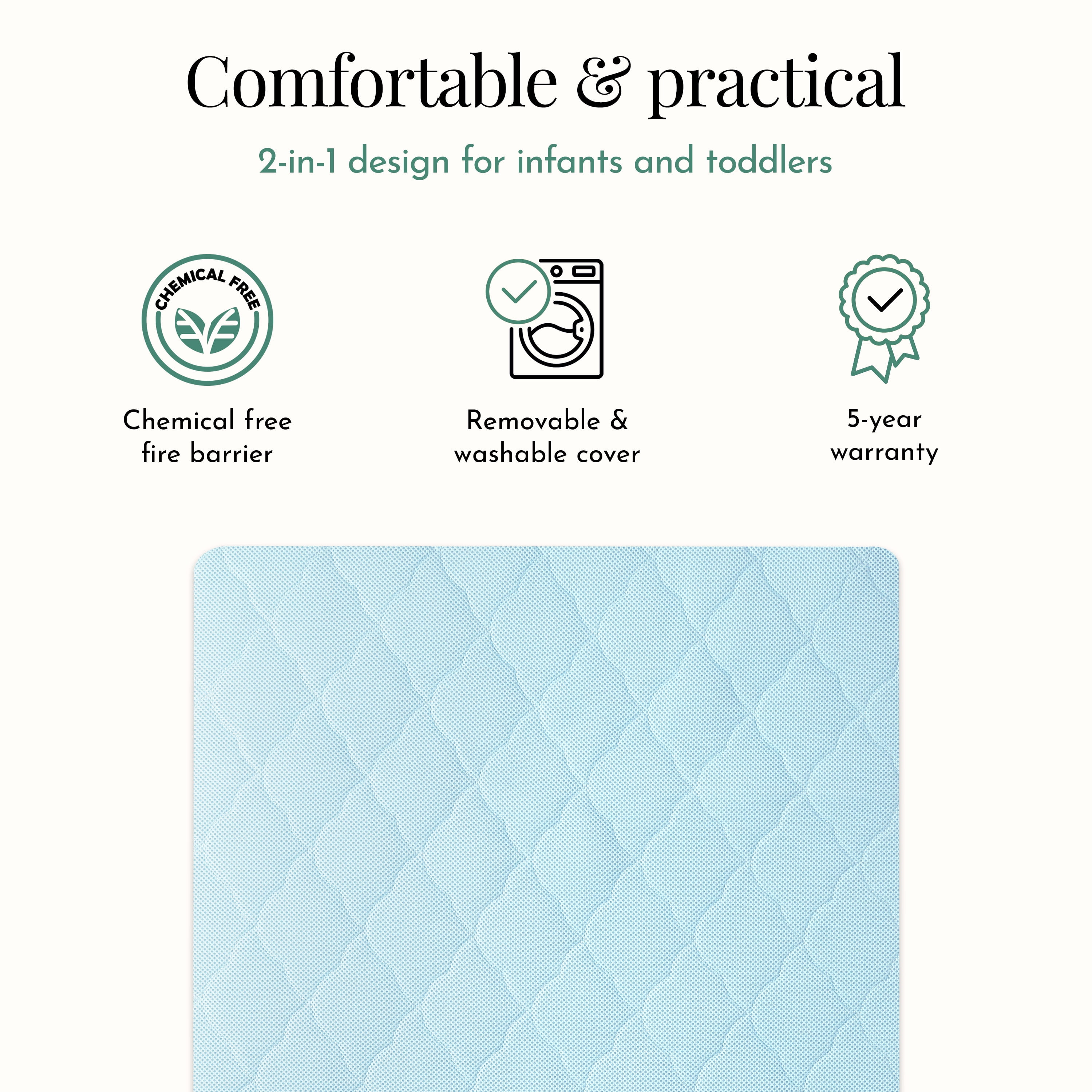 Evolur Wondernap 2 in 1 Full-size Crib Mattress, Blue