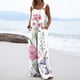 thumbnail image 4 of ICHUANYI Clearance Women's Printed Jumpsuit Casual Button Pocket Sleeveless Wide Leg Trousers(Pink, S) ICHUANYI WER2023081010388, 4 of 8