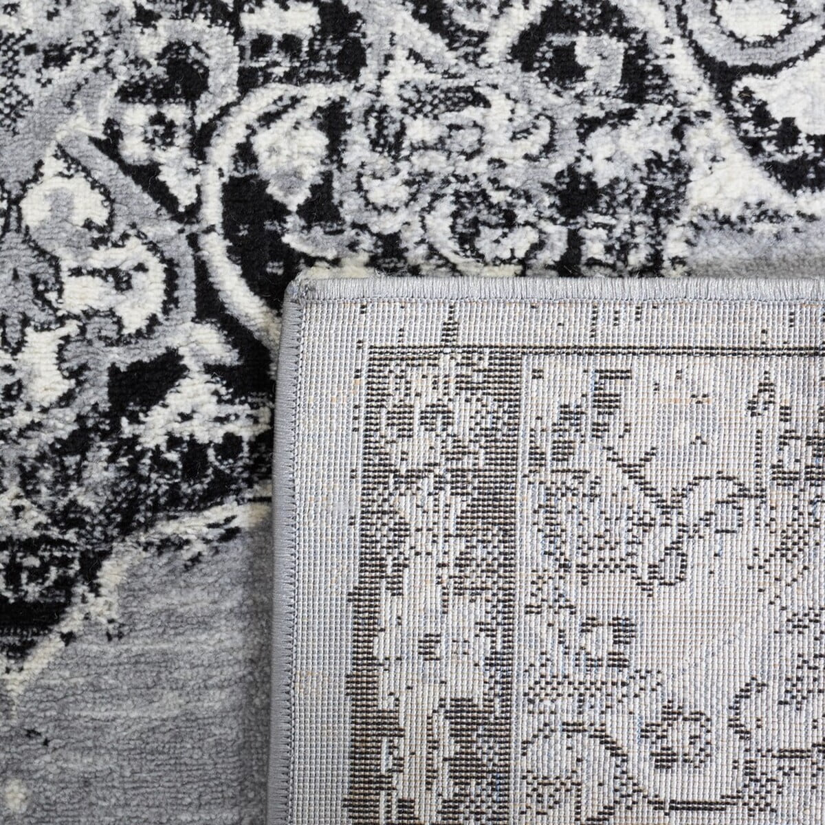 SAFAVIEH Brentwood Dimitri Floral Bordered Runner Rug, 2' x 8', Grey/Black