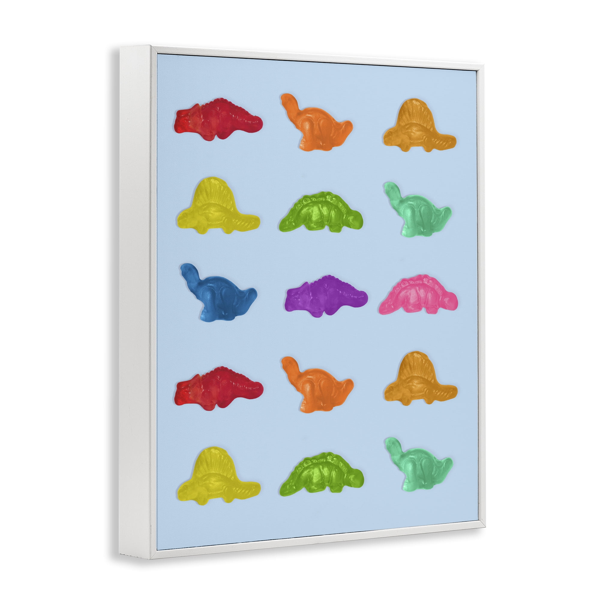 Stupell Industries Colorful Dinosaur Candies White Framed Giclee Art, design by LISH Creative