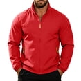 thumbnail image 3 of Men's Windproof Waterproof Jacket Stand Collar Casual Tops Lightweight Breathable Rain Jacket Hiking Fishing Running Work Outdoors Travel Essential | JASKFLY,Red M, 3 of 9