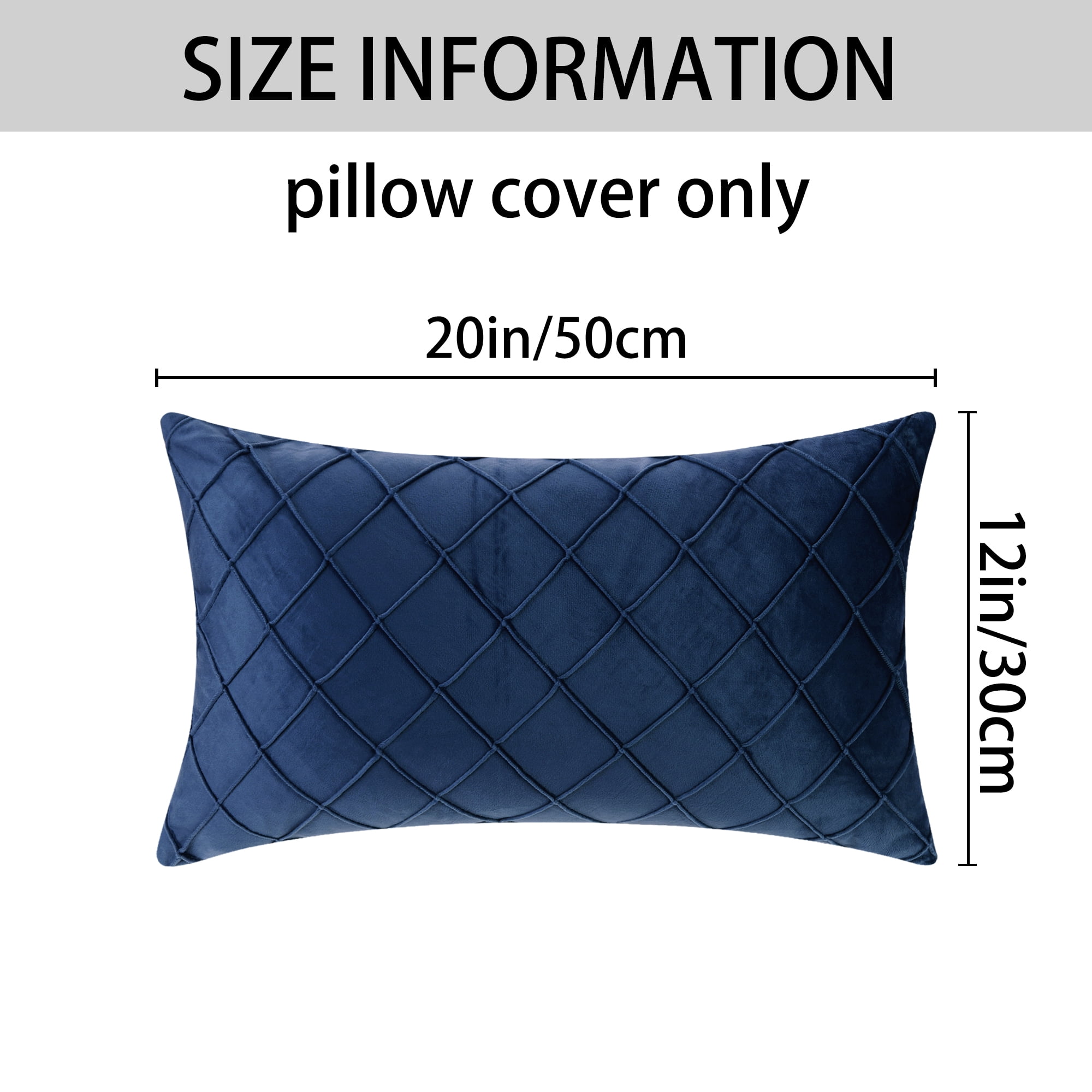Unique Bargains Velvet Decorative Pillow Covers Geometric Textured Cushion Covers 2 Pcs Navy Blue 12" x 20"