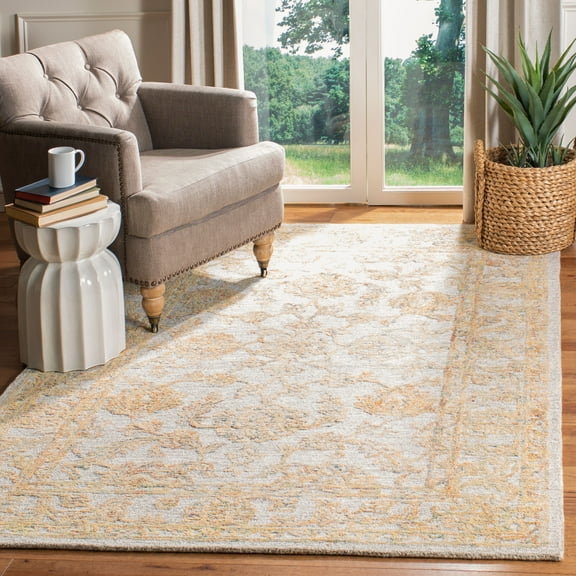 SAFAVIEH Abstract Renae Floral Wool Area Rug, Beige/Gold, 5' x 8'