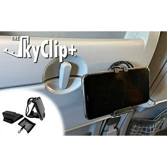 The SkyClip  Phone & Tablet Holder for Air Travel, Home and Office Use - Inflight Phone Mount & Stand Compatible with all Mobile Phones and Small Tablets - Ultimate Travel Accessory (Black)