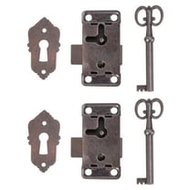 MLINS 2 Pcs Antique Wooden Gift Lock Alloy Latch Buckle Padlock Hasp Clasp