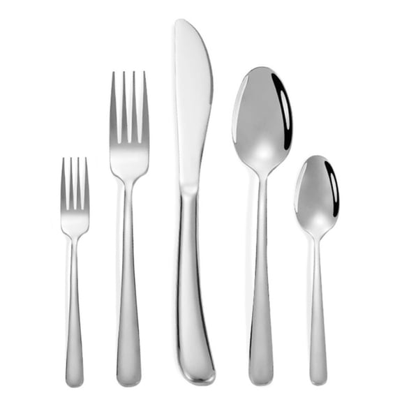 Meponn Silverware Sets, 5 Pieces Stainless Steel Flatware Set, Utensils Set, Tableware Cutlery Set for Home and Restaurant, Knives Forks Spoons, Mirror Polished, Dishwasher Safe, Silver