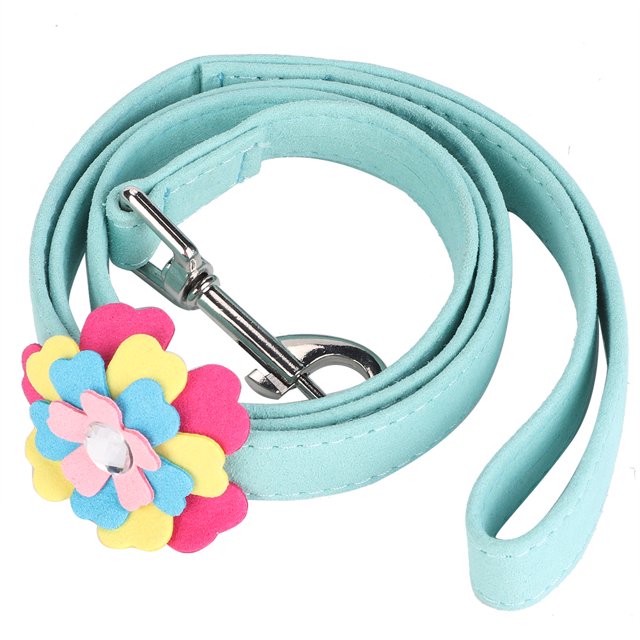 Beautiful Flower Pet Pulling Rope Puppy Dog Pulling Cable Leash (Blue)