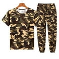 thumbnail image 2 of RATTOYY Cute Two Piece Outfits For Men Camo T Shirt Sports Short Sleeve Crewneck Shirt Cargo Pants Hiking Drawstring Pocket Athletic Joggers Pants Male Comfortable Soft Travel Trendy Oufits, 2 of 9