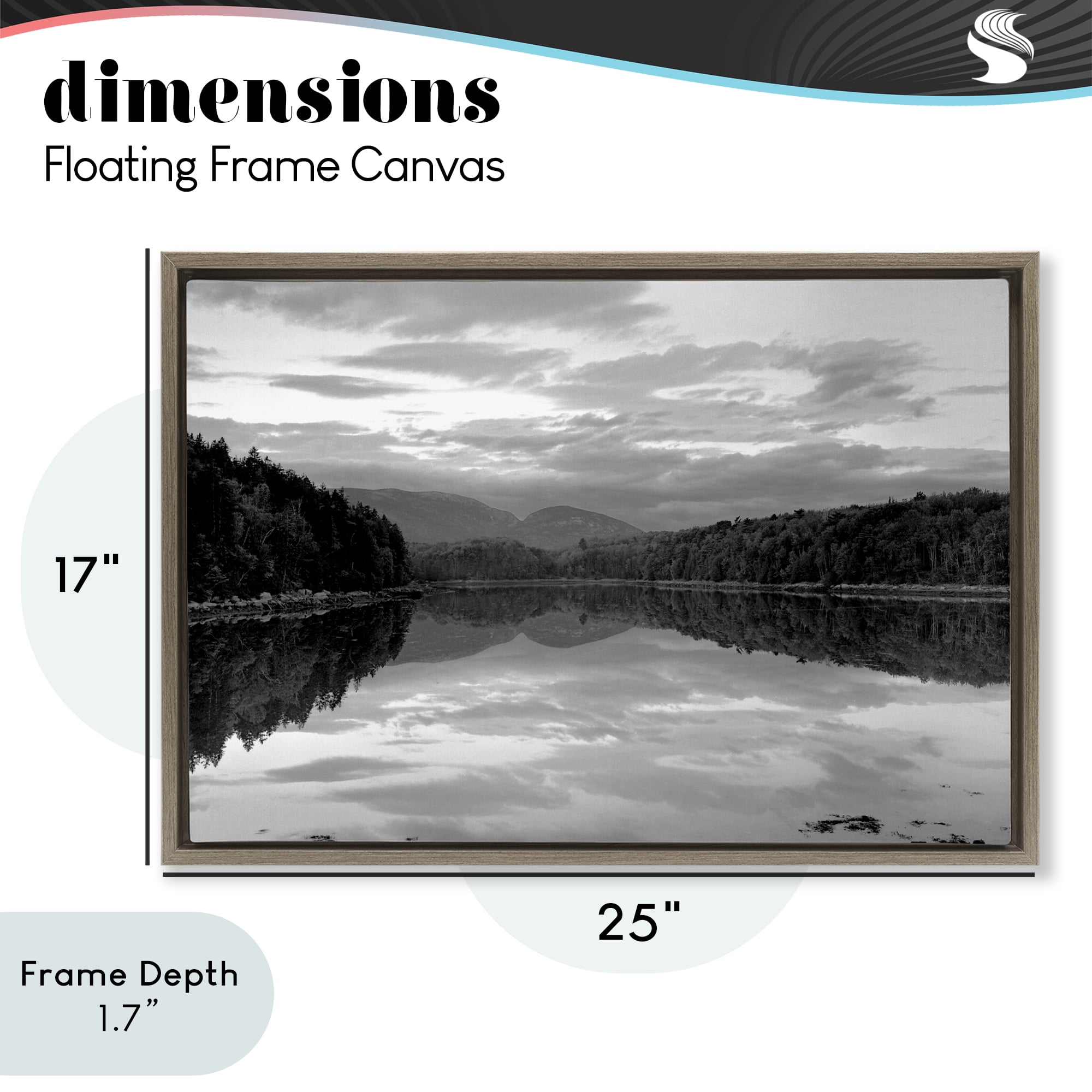 Stupell Industries Acadia Reflection in Monochrome Brown Framed Floater Canvas Wall Art, design by MJ Photography