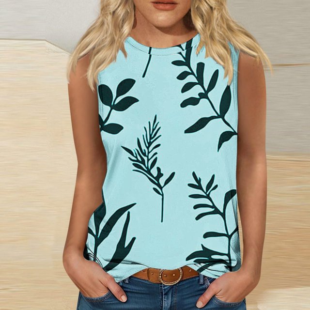 Clearance Staron Women Tank Tops Loose Fit Crew Neck Flowy Casual Tops Going Out Trendy Sleeveless Summer Basic Shirts