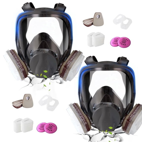 6800 Full Respirаtor Face Cover,for Paint, Against Dust,Chemicals, Formaldehyde, Polishing,Staining,Car Spraying, Sanding Cutting 2 Pack
