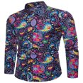 thumbnail image 1 of Camisa negra de manga larga para hombre para fiesta de finales de otoño, invierno, primavera y verano, cuello de camisa con estampado 3D de alta definición, 1 of 6