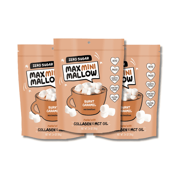 Max Sweets Max Mallow Mini Marshmallows - Burnt Caramel - 3 Pack