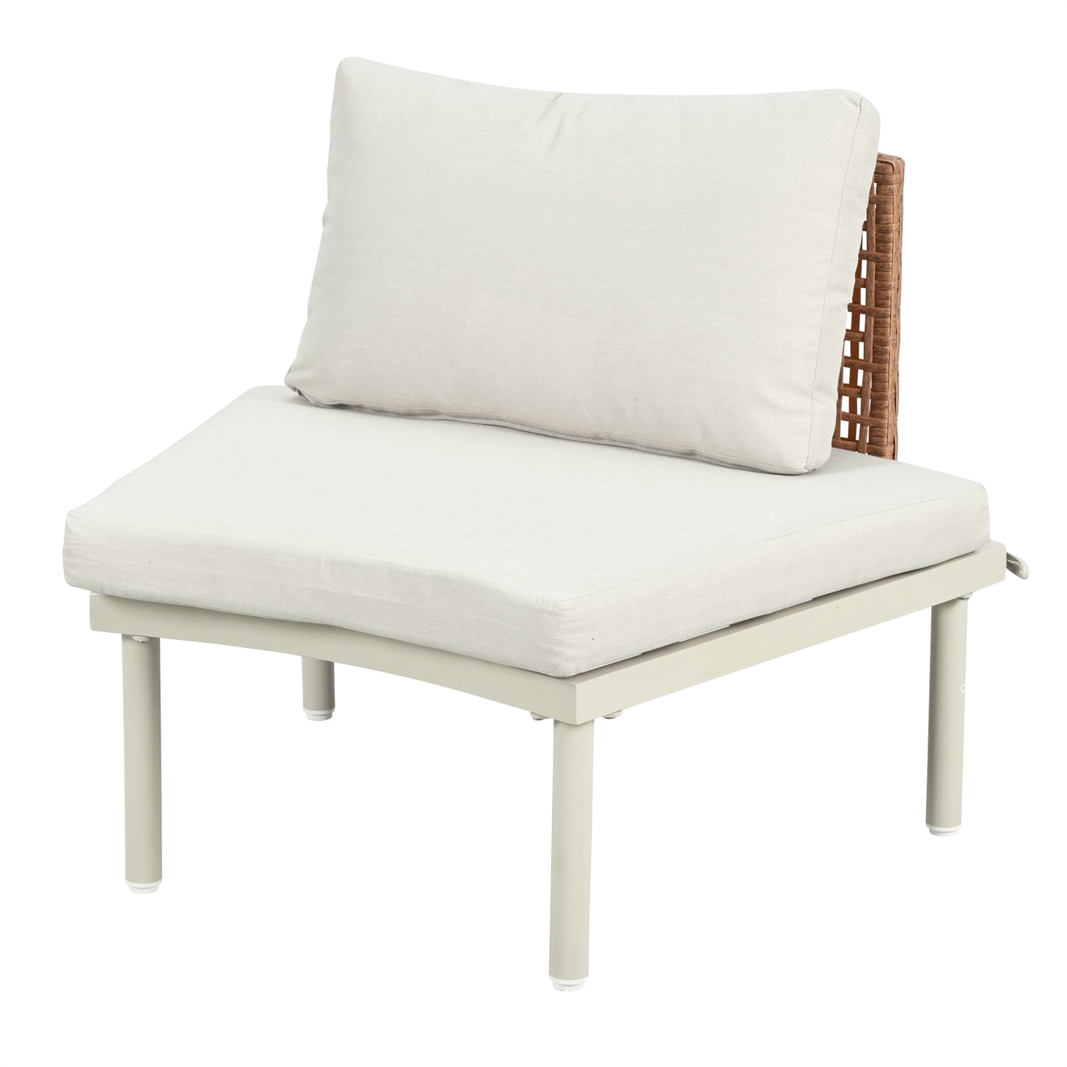 YIORTWO 6-Piece Modular Outdoor Sectional Sofa Set, Half Moon PE Wicker Patio Furniture with 2 Tempered Glass Coffee Tables & Cushions, for Backyard, Beige