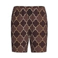 thumbnail image 4 of Wukai Brown Gold Grid Men’s Short Pajama Pants With Pockets Soft Sleep Pj Shorts for Men-XX-Large, 4 of 6