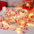 thumbnail image 4 of Christmas Lighted Berry Beaded Garland Xmas Tree Berry Garland Branch Wreath for Indoor Outdoor Home Mantel Fireplace Holiday Decor, Red 9.8ft 30 LED, 4 of 6