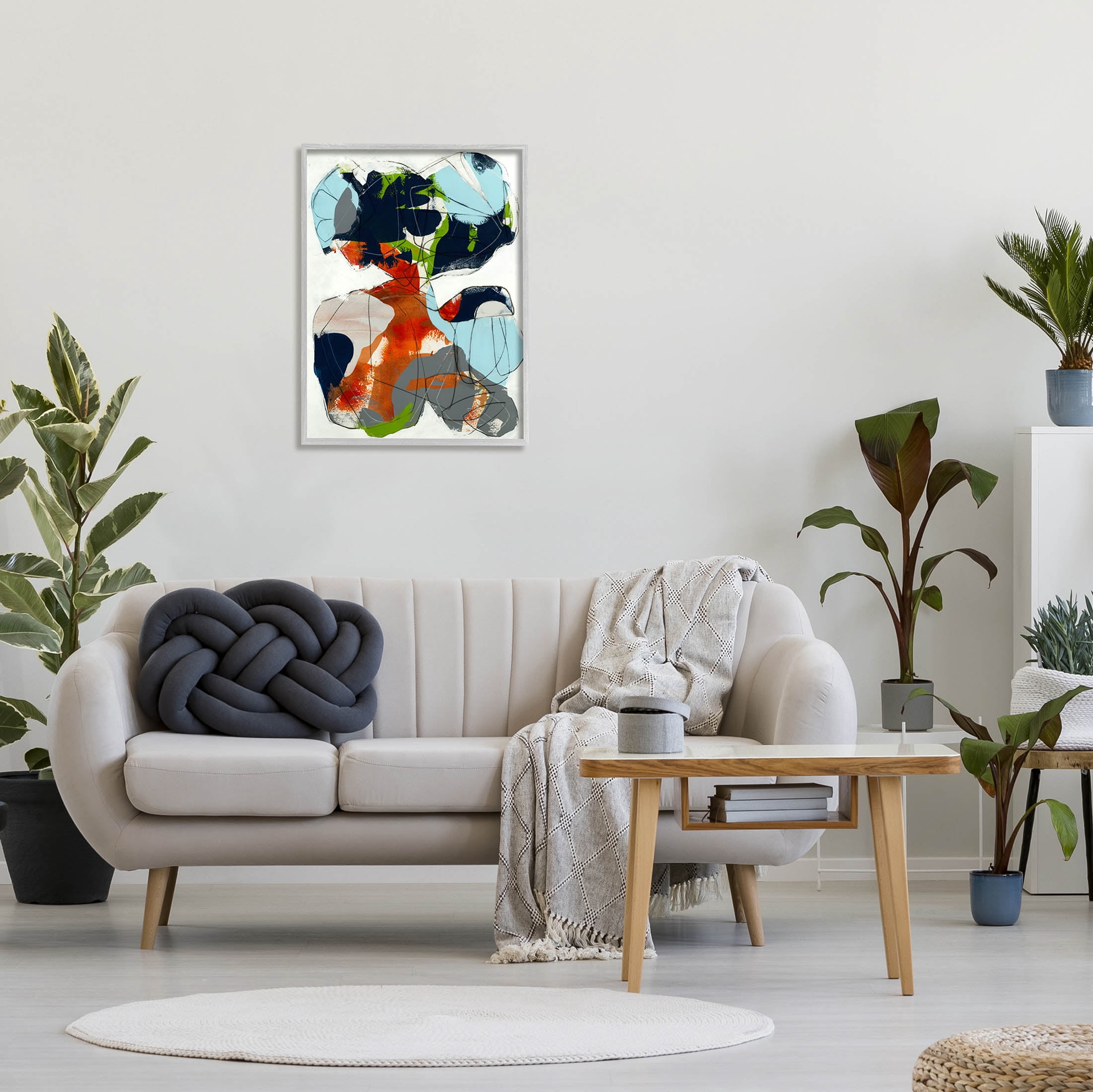 Stupell Industries Bold Asymmetrical Scribble Shapes Graphic Art Gray Framed Art Print Wall Art, Design by Jeff Jorillo