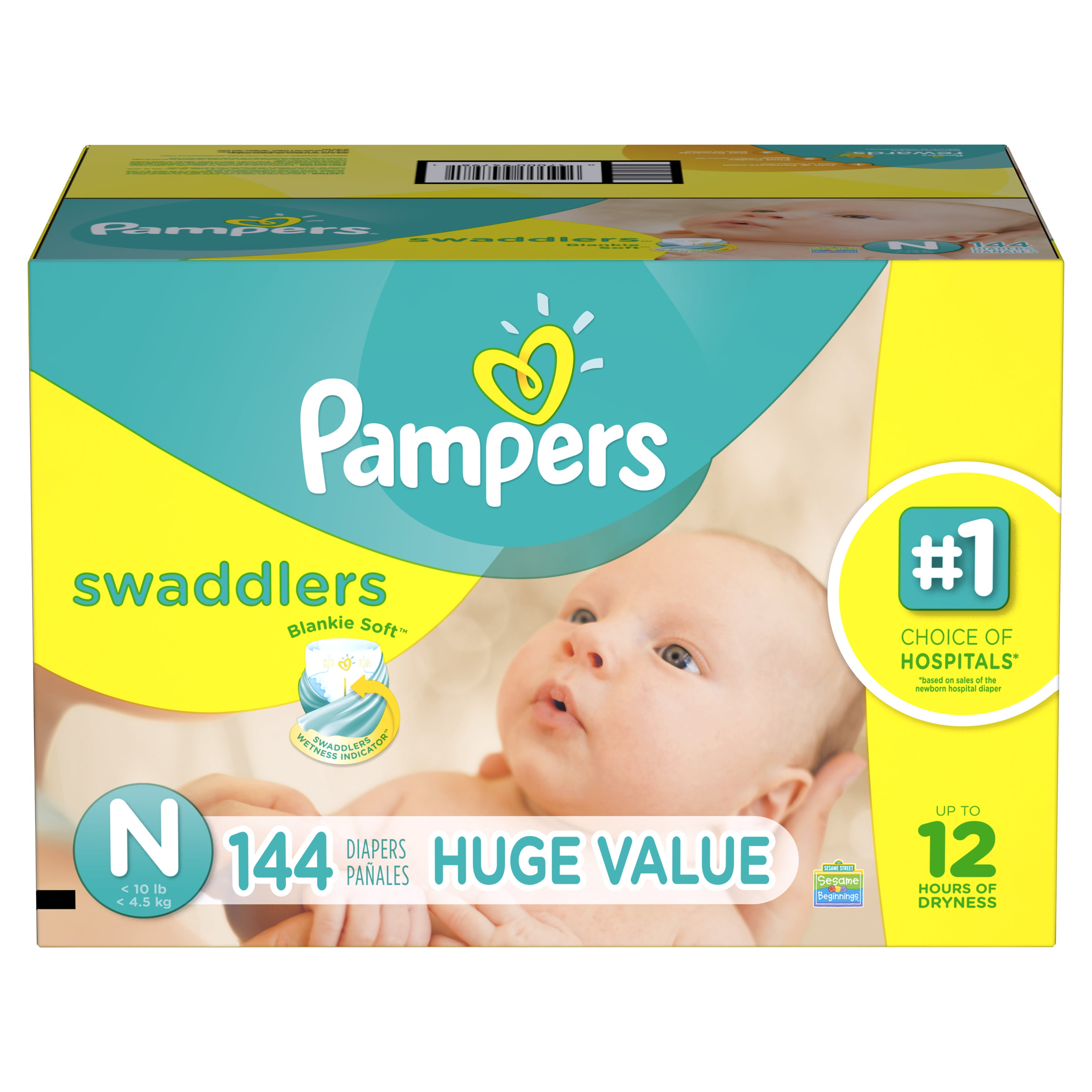 Pampers Swaddlers Newborn Size N 144 - Walmart.com