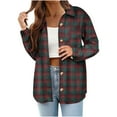 thumbnail image 2 of qolati Plaid Shirts for Women Spring Fall Long Sleeve Button Down Flannel Shackets Casual Loose Open Front Cardigan Jackets, 2 of 6
