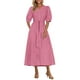 thumbnail image 1 of Vestido midi PRETTYGARDEN para mujer, verano 2025, cuello en V, con volantes, 1 of 9