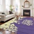 thumbnail image 2 of 5'x7' Area Rugs for Living Room Bedroom, Happy Easter Rabbits Washable Rug Carpet Runner Indoor Outdoor, Spring Daisy Purple Silhouette Wooden Grain Non Slip Floor Mats Area Rug for Kitchen, Nursery, 2 of 8