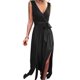 thumbnail image 3 of Txlixc Vestido de mujer de color sólido sin mangas, cuello en V profundo, cruzado, vestido de piernas altas Txlixc  moda, 3 of 7