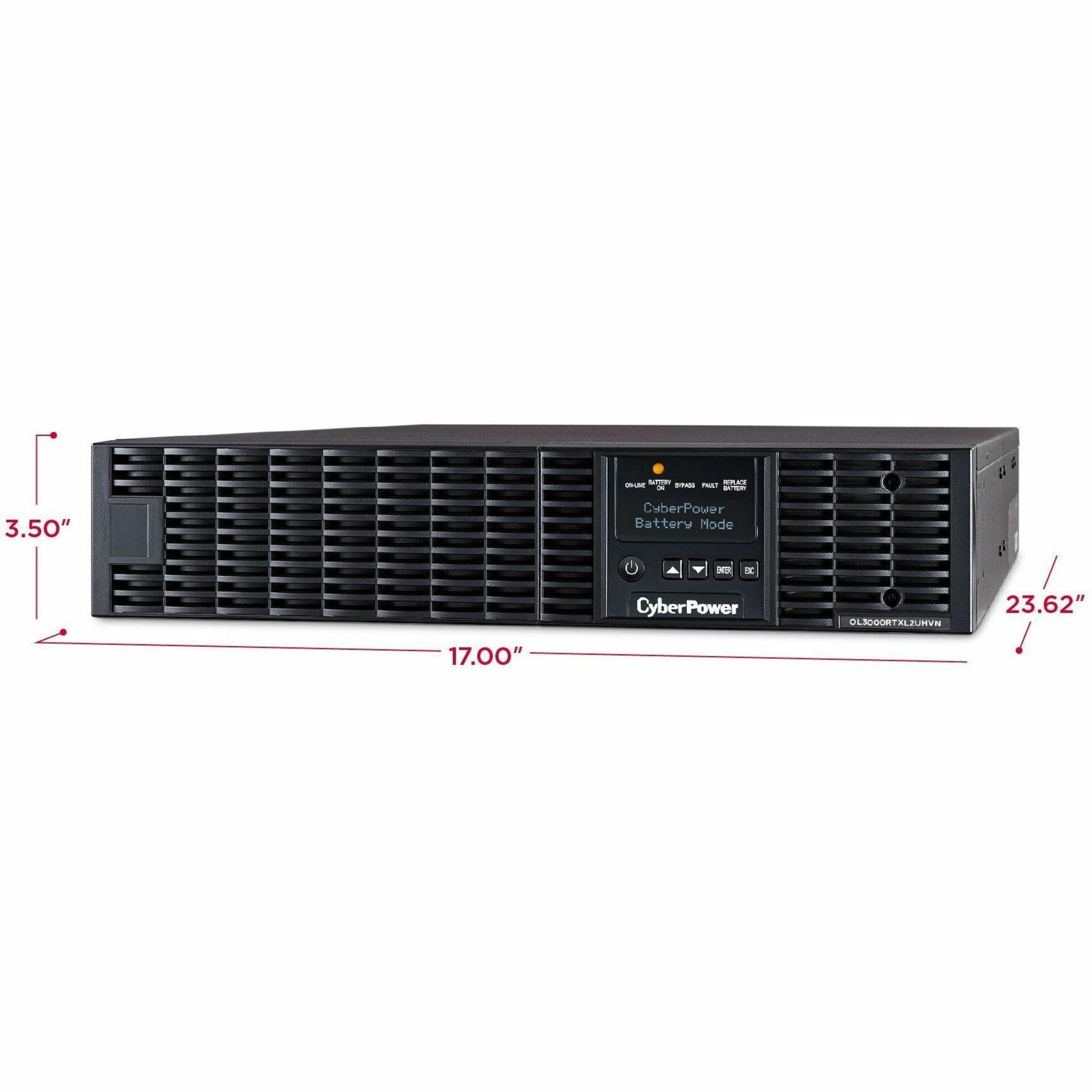 CyberPower Smart App Online OL3000RTXL2UHVN 3000VA/2700W 2U 3 Outlet UPS