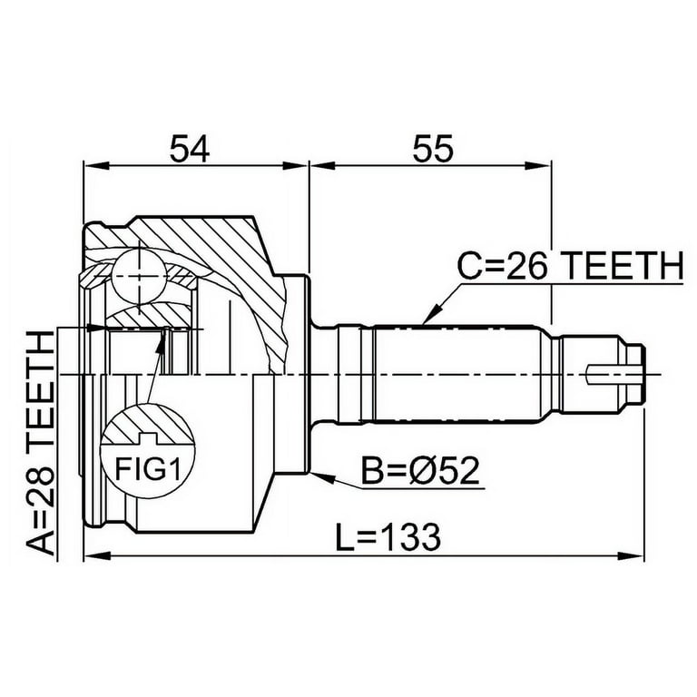 Febest OUTER CV JOINT 28X52X26 # 0310-059 OEM 44014-SAB-N21