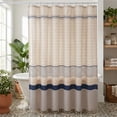 thumbnail image 5 of REGALWOVEN Boho Striped Shower Curtain Sets with 12 Hooks, Faux Linen Look Fabric for Bathroom Blue 71"W x 71"L, 5 of 5
