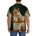 thumbnail image 3 of Fotbe Squirrels Eating Peanuts On The Tree Camisa Estampada de Manga Corta para Hombre, Casual de Verano, Estilo Playero, Sin Arrugas-Medium, 3 of 5