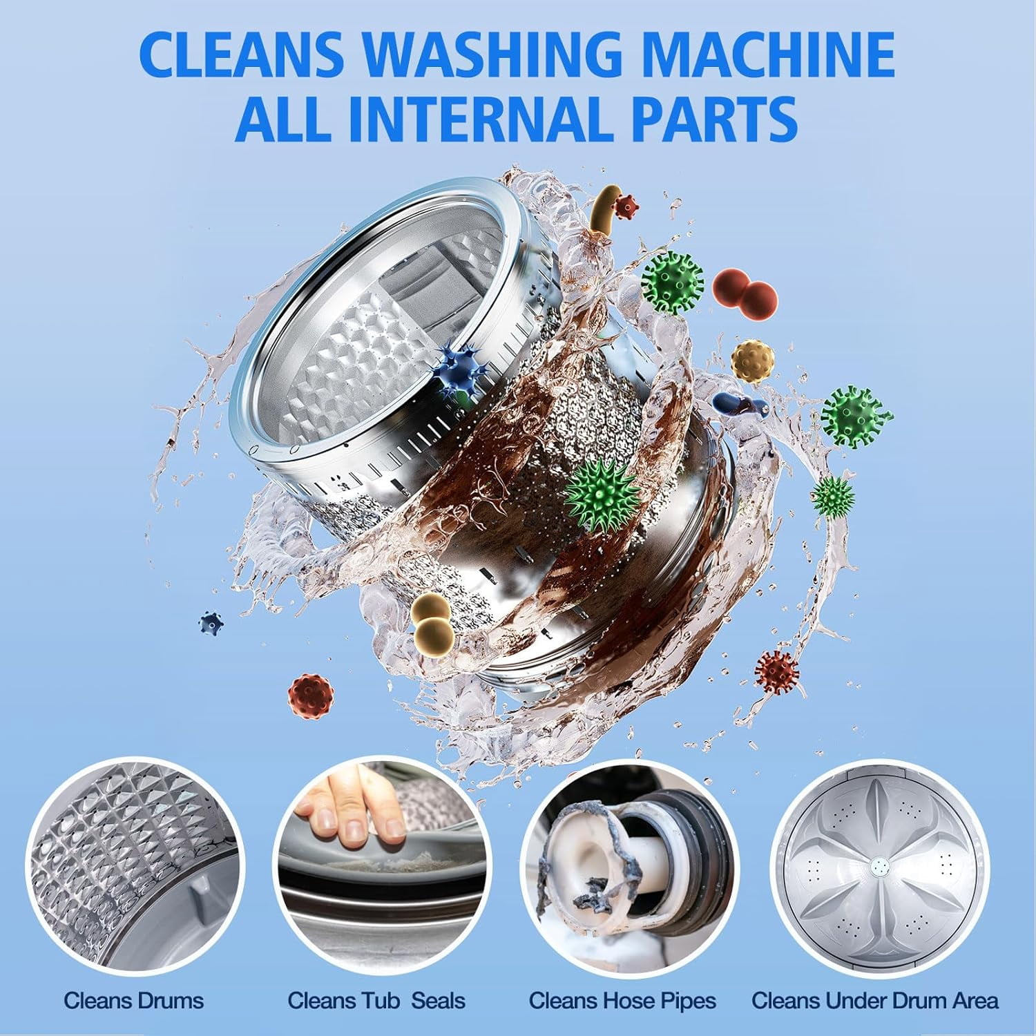 36 Pack Washing Machine Cleaner Tablets For Pet Owners,Washer Machine Cleaner Remove Stubborn Pet Hair, Eliminates Smells,Compatible with HE, Top & Front Load Washer