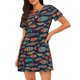 thumbnail image 1 of Disketp Colorful Fish para Camisón Corto de Manga Corta para Mujeres, Camisón Cómodo con Escote Redondo, Bonito y Confortable, 1 of 6