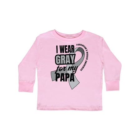 

Inktastic I Wear Gray For My Papa Parkinsons Disease Awareness Gift Toddler Boy or Toddler Girl Long Sleeve T-Shirt