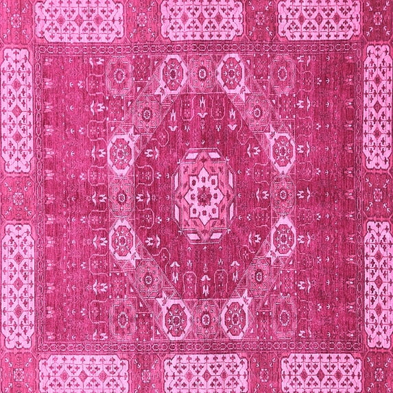 Ahgly Company Indoor Square Abstract Pink Modern Area Rugs, 3' Square