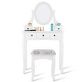 thumbnail image 1 of Patiojoy Removable Mirror Vanity Table Unit Makeup Set w/ Padded Stool & 5 Dawers White, 1 of 6
