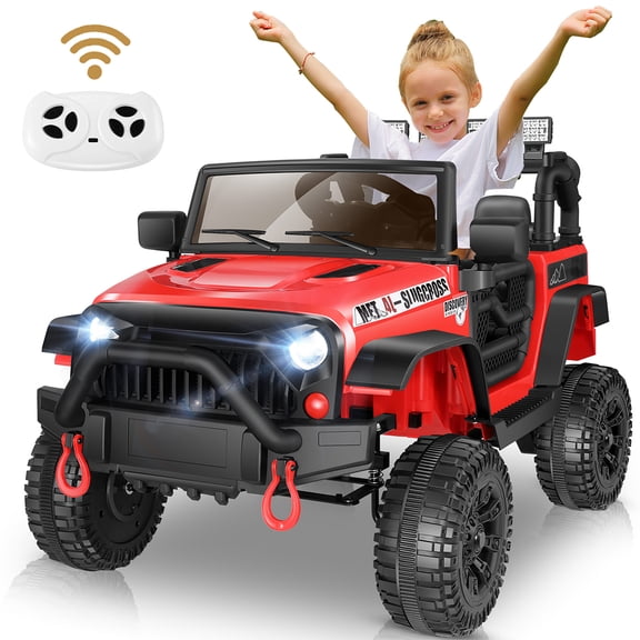 Farmdex 12V Kids Ride on Toys, Powered 4-Wheel Ride on Cars for Toddlers, Electric Car with Remote Control, Bluetooth, Music, MP3, LED Lights, 3 Speeds, Red