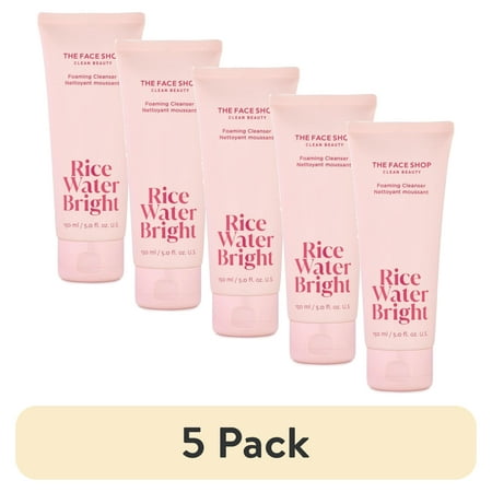 (5 pack) The Face Shop Rice Water Bright Foaming Cleanser 150ml | Vegan| Brightening | Rice Water | Hydrating | Rice Bran Oil | K-Beauty