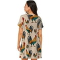 thumbnail image 6 of Lafuoo Rooster Pattern Women's Short-sleeved Nightdress, Knee-length Pullover Nightgown, Summer Home Wear-Medium, 6 of 8