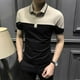 thumbnail image 4 of Camiseta polo para hombre, ropa de calle de verano, algodón, corte entallado, alta calidad, con cuello, camisetas para hombre, top holgado blanco jaspeado, talla XXL, 4 of 5