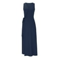 thumbnail image 6 of Mrasaso Big Sales! Womens Dresses,Vestido de mujer Casual V-Neck Sleeveless Vest, Solid Summer Long Dress, Comfortable and Stylish for Vacation and Day Out,Navy|S, 6 of 9
