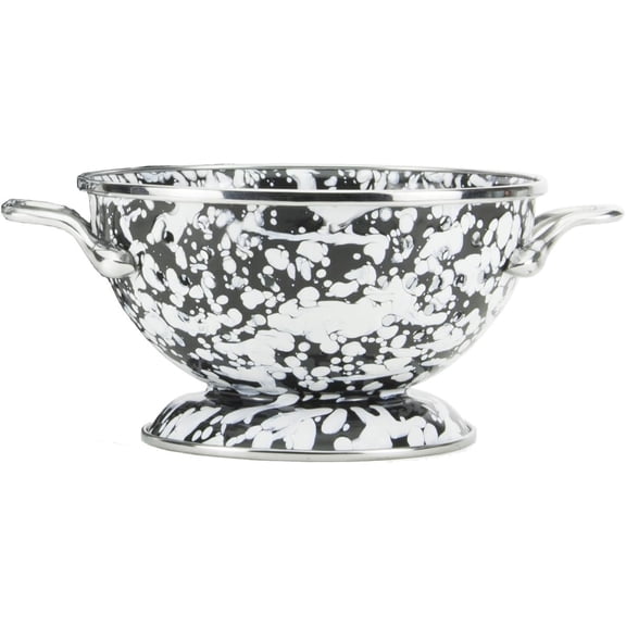 Enamelware Petite Colander, quart, Cobalt Swirl