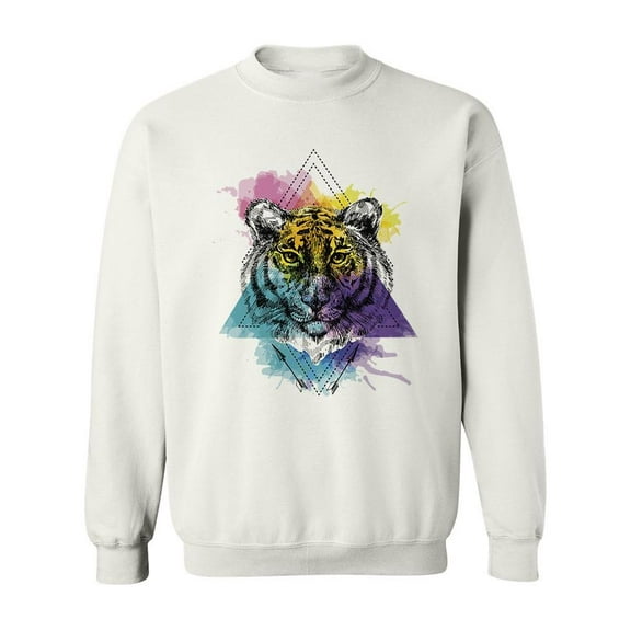 Awesome Tiger Watercolor Design Sweatshirt Men -Image by Shutterstock, Male Large