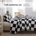 thumbnail image 2 of LUCKYBULL Full Comforter Set 3 Pieces Fluffy Bedding Set Black Plaid Down Alternative Comforter, Checkered Soft Textured Comforter with 2 Pillowcases All Seasons, Black and White, 2 of 6