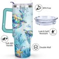 thumbnail image 3 of 40oz Cute Ocean Life Turtle Stainless Steel Flip Straw Tumbler Spill Proof Travel Cup Double Wall Vacuum Insulated Coffee Mug with Top Handle, 3 of 6