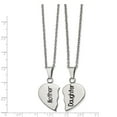 thumbnail image 2 of Chisel Stainless Steel Polished and Enamel Mother Daughter Heart Necklace Set, 2 of 2