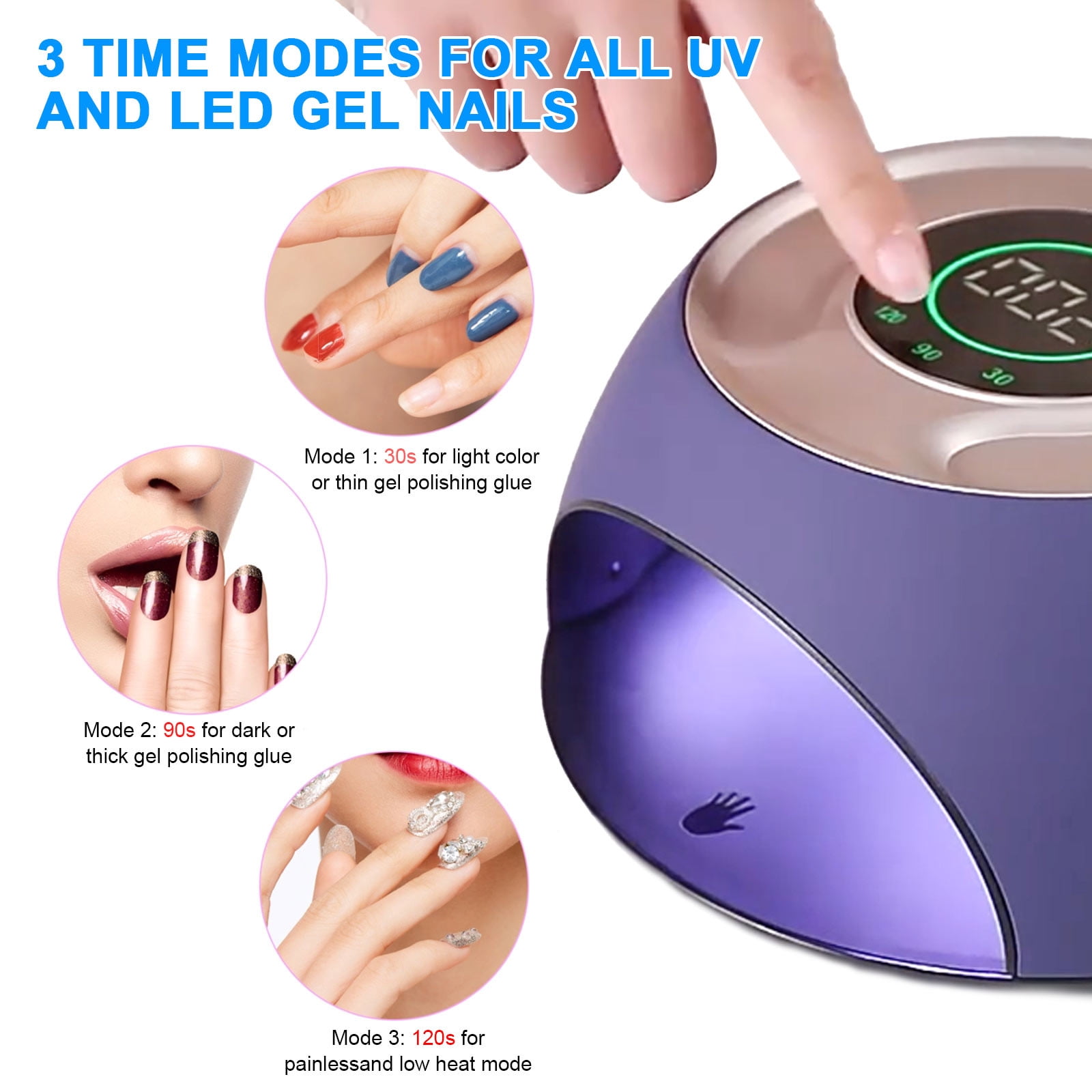 120W UV LED Nail Lamp Light Dryer for Nails Gel Polish with 3 Timer Setting, Professional Nails