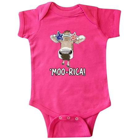 

Inktastic 4th of July Moo-rica! ( Merica) Patriotic Cow in Shades Gift Baby Boy or Baby Girl Bodysuit