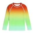 thumbnail image 3 of MKOSPLRT 3-14Y Boys Girls Long Sleeve Rash Guard Ombre Gradient Sun Protection Quick Dry Swim Shirt for Beach, 3 of 10