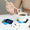 thumbnail image 6 of Lsque Geometry Dash Pattern 4" Drink Coasters Set of 6, Leather Absorbent Coasters, Table Coaster Set Decorative Coffee Cup Coasters Housewarming Gift, 6 of 7