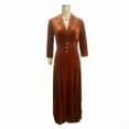 thumbnail image 5 of ZOELNIC Women's Elegant Lapel Maxi Dress with Deep V-Neck & Button Detail for Fall Winter Chic, S, 5 of 7